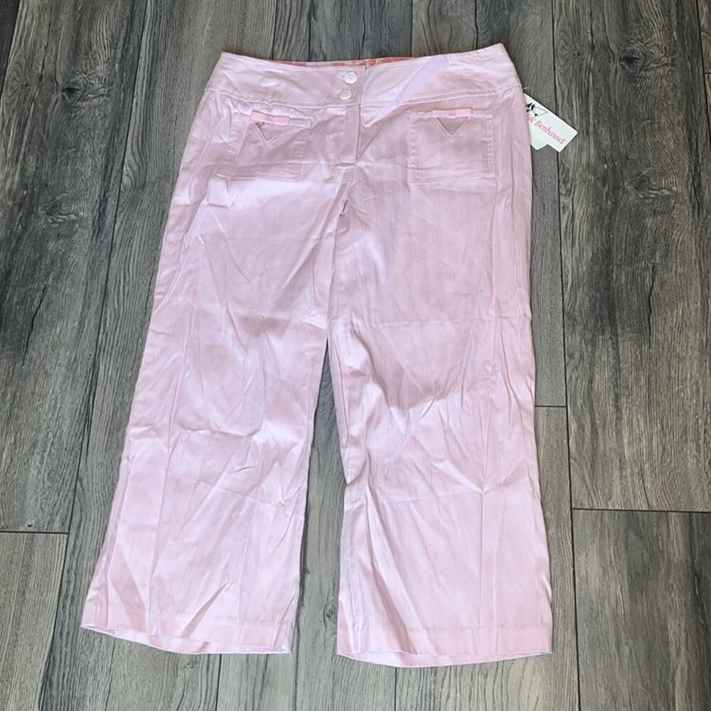 Joe Benbasset Juniors Light Pink Textured Stripe Cropped Dress Pants NWT Size 7